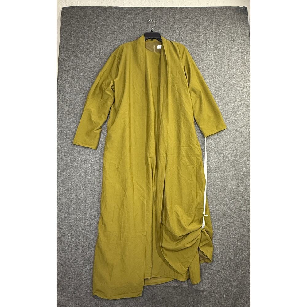 Veiled Collection Noora Textured Three Piece Abaya Set Olive oil Size 2XL